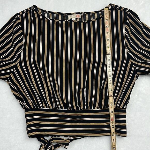 GB Long Sleeve Top Sz XL MULTICOLOR STRIPED AUTUMN NIGHTS CROPPED BLOUSE/TOP - Picture 7 of 9